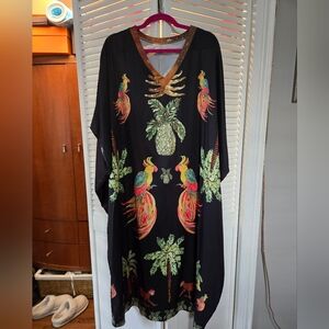 Like NEW Black Tropical Print Maxi Dress